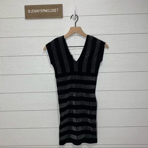 bebe small black and silver dress